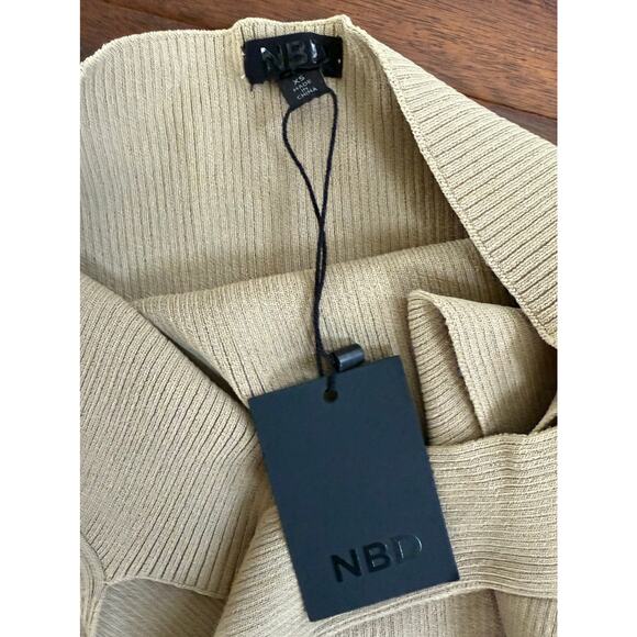 NBD Halter Tan Yvette Mini Dress Ribbed Super Stretch Bodycon NWT XS - Picture 7 of 13